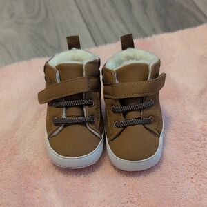 Brown Kids Shoes with Faux Fur Lining